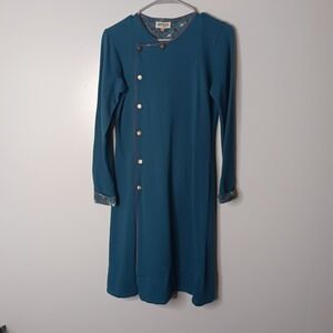 Ethos Paris Anastasia Dress Womens Size XS Teal Asymmetrical Earthy Hippie NWT